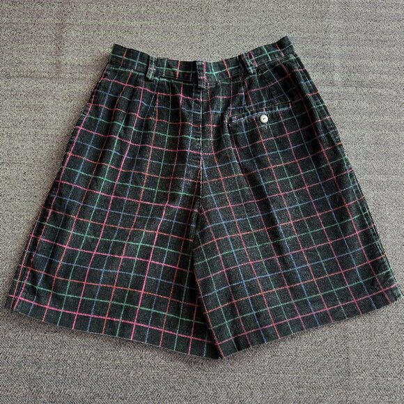 Corduroy Vintage Shorts Wide Leg 28W Plaid - Picture 11 of 13